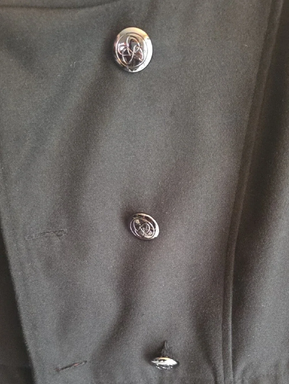 Jessica Simpson Black Double-Breasted Peacoat with Silver Buttons